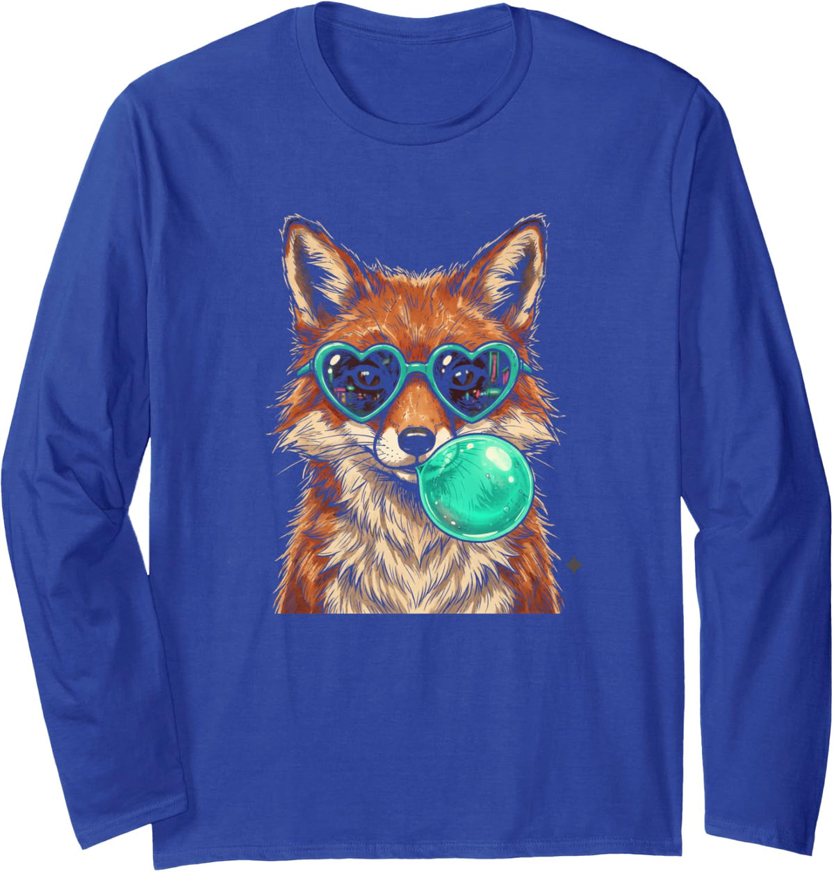 Fox Bubblegum Indie Sleaze Pop Graphic Long Sleeve T-Shirt - Adult Unisex Royal Blue