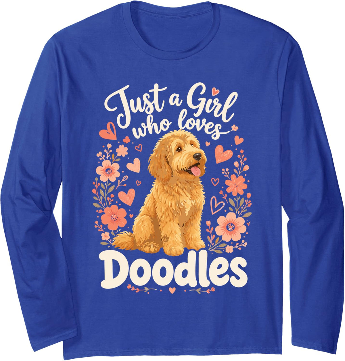 Cute Doodle Girl Labradoodle Mom Long Sleeve T-Shirt - Adult Unisex Royal Blue