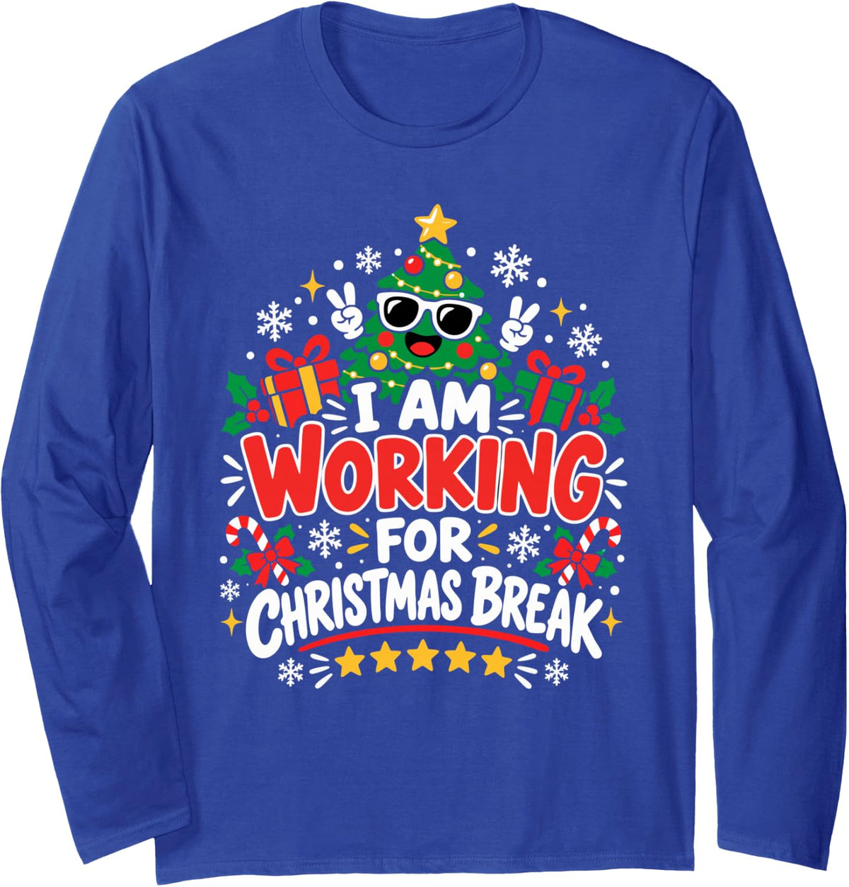 Reading is Snow Much Fun Christmas Bookworm Snowman Reading Long Sleeve T-Shirt - Adult Unisex Royal Blue