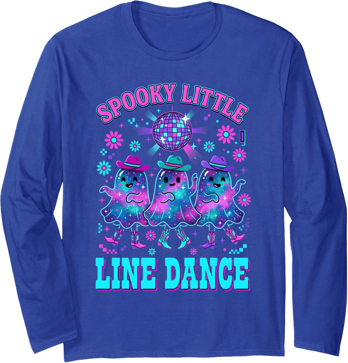 Line Dance Disco Ghost Line Dancing Line Dancer Long Sleeve T-Shirt - Adult Unisex Royal Blue