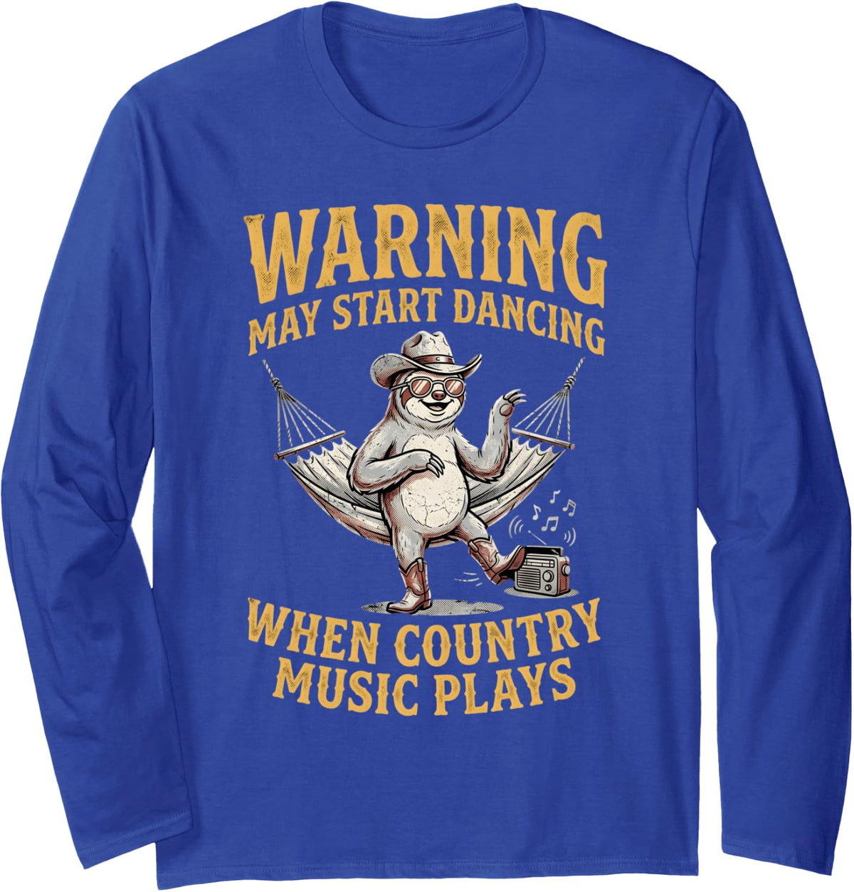 Line Dancing Sloth Line Dance Line Dancer Long Sleeve T-Shirt - Adult Unisex Royal Blue