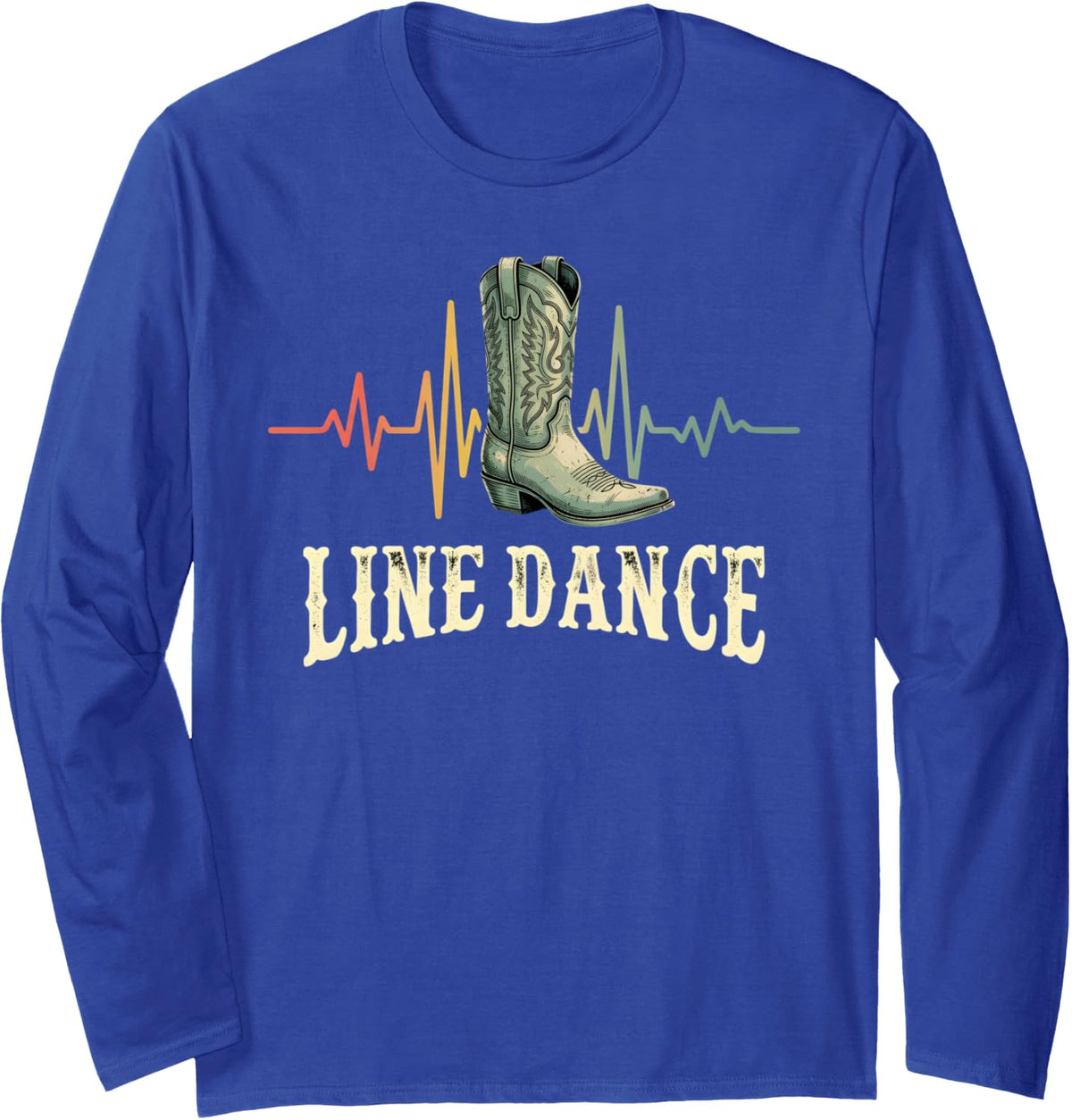 Line Dance Heartbeat Line Dancing Line Dancer Long Sleeve T-Shirt - Adult Unisex Royal Blue