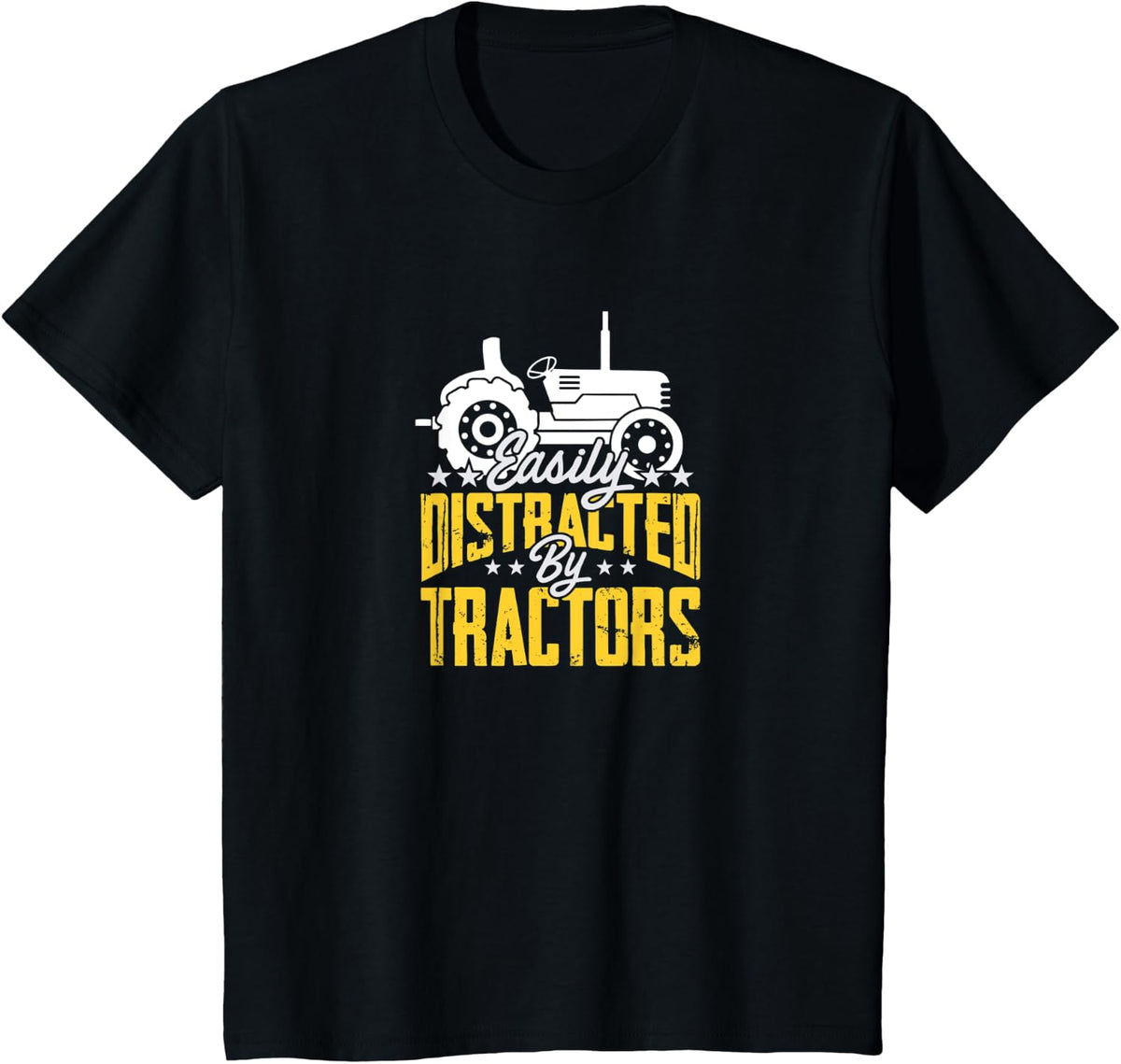 Funny Cute Tractor Gift, Distracted By Tractors, Farmer T-Shirt - Black