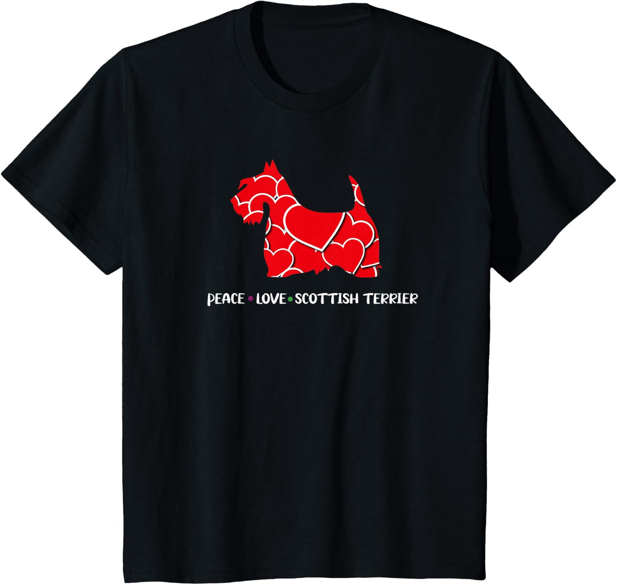 Peace Love Scottish Terrier T-Shirt - Black