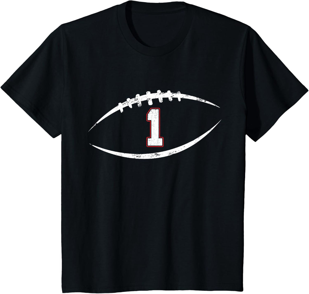 1 Number Vintage Football Player 1 Lucky Number Birthday T-Shirt - Black