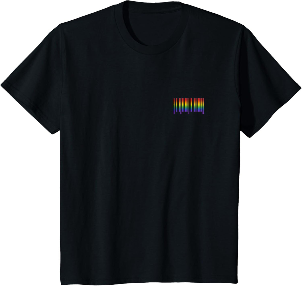 Barcode Rainbow Flag Subtle Pride Month LGBT Gay Equality T-Shirt - Black