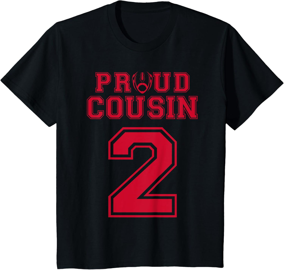 Custom Proud Football Cousin Number 2 R Personalized T-Shirt - Black