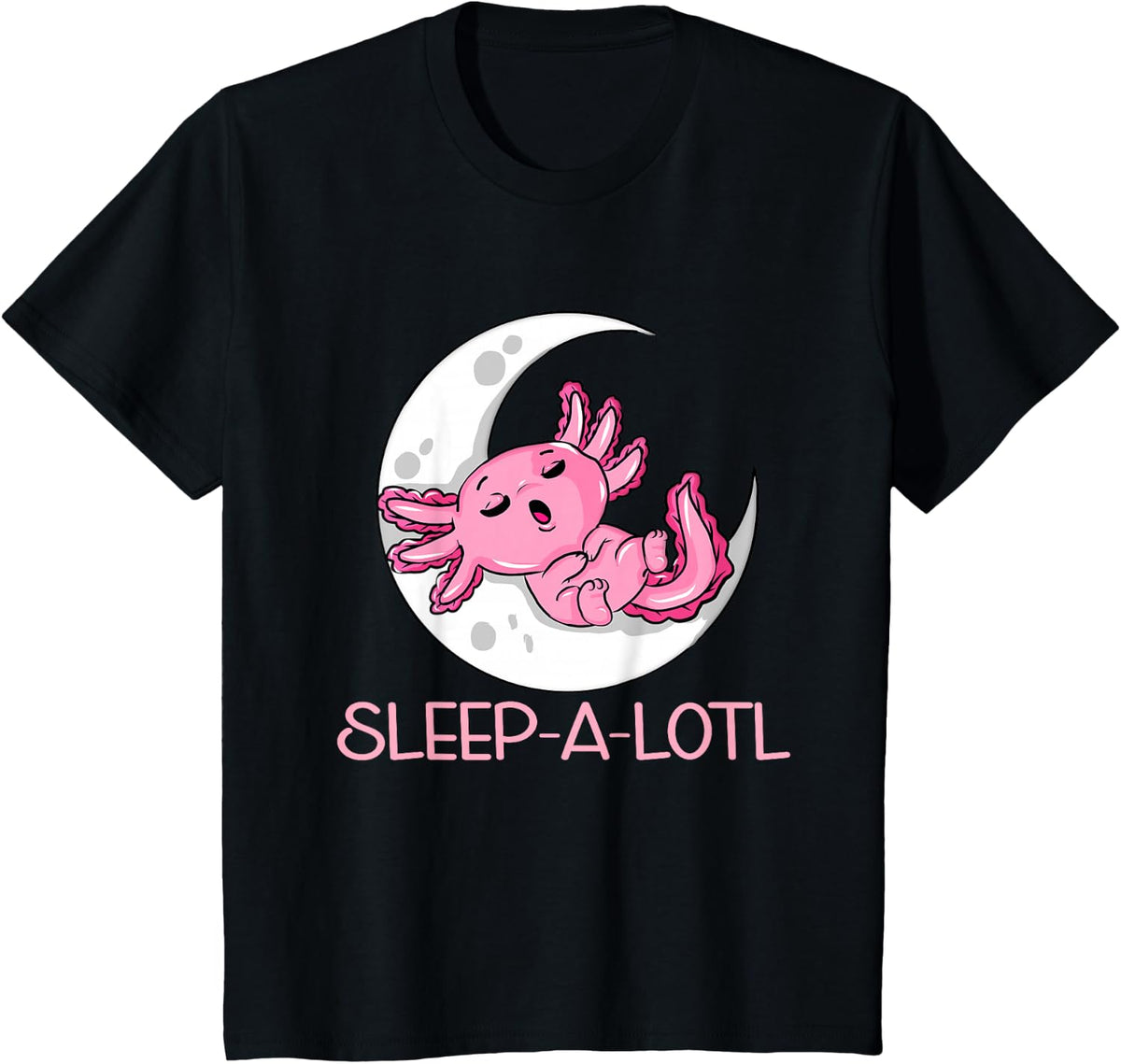 SLEEP-A-LOTL Sleeping Axolotl Pyjamas Ambhibie T-Shirt - Black