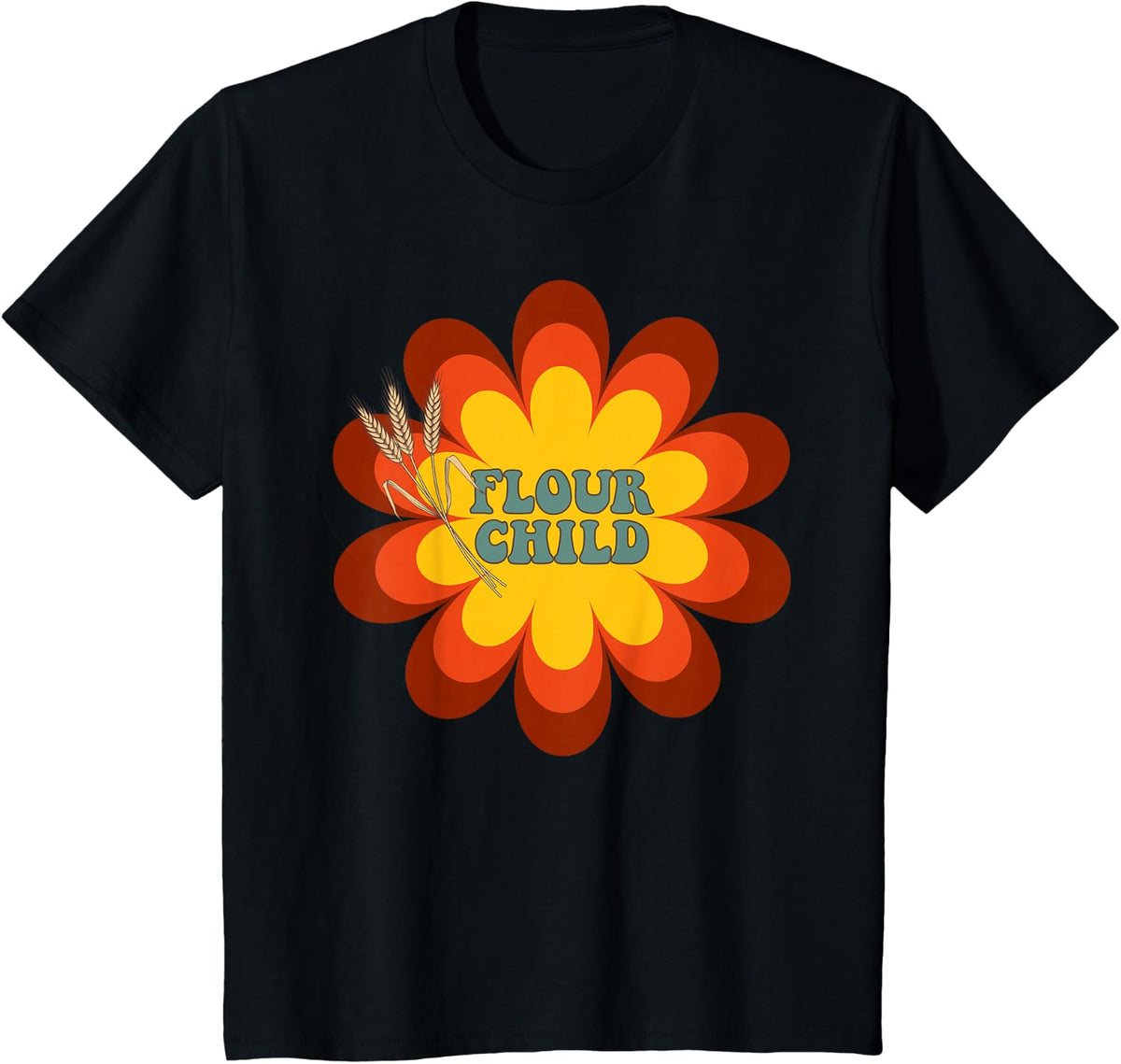Sourdough Flour Child Retro Hippie Baking Graphic T-Shirt - Black