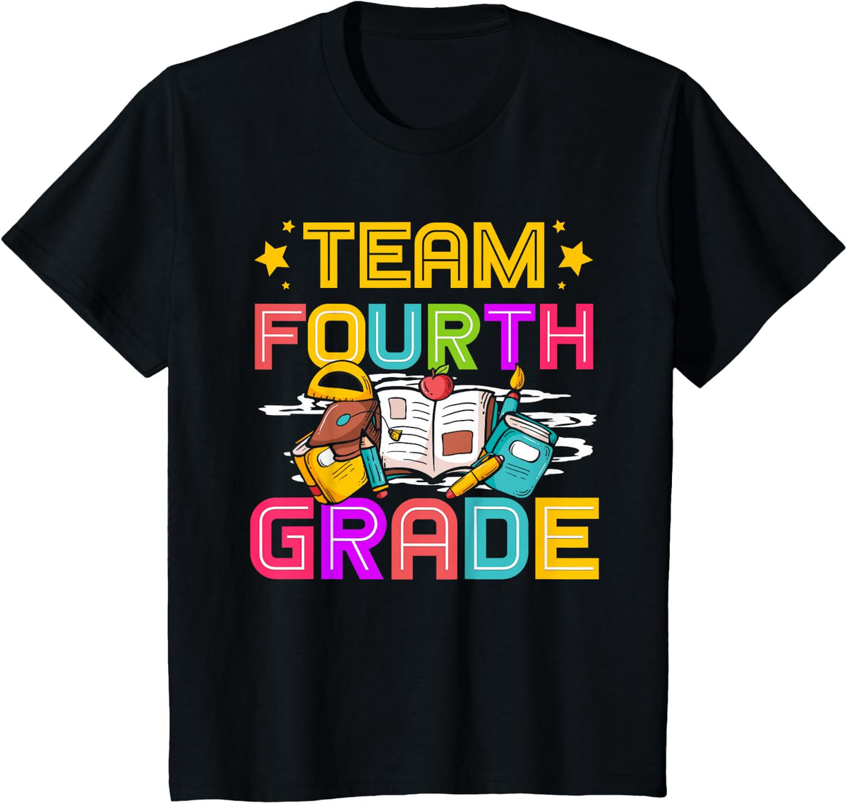 Team Fourth Grade 4th grade Back to School Students Teacher T-Shirt - Black