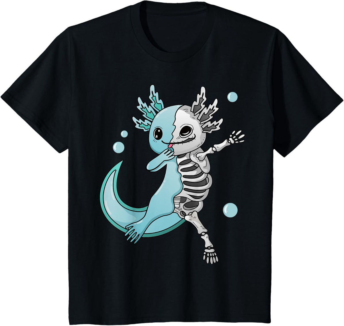 Cute Creepy Dabbing Axolotl Pastel Goth Kawaii Goth Axolotl T-Shirt - Black