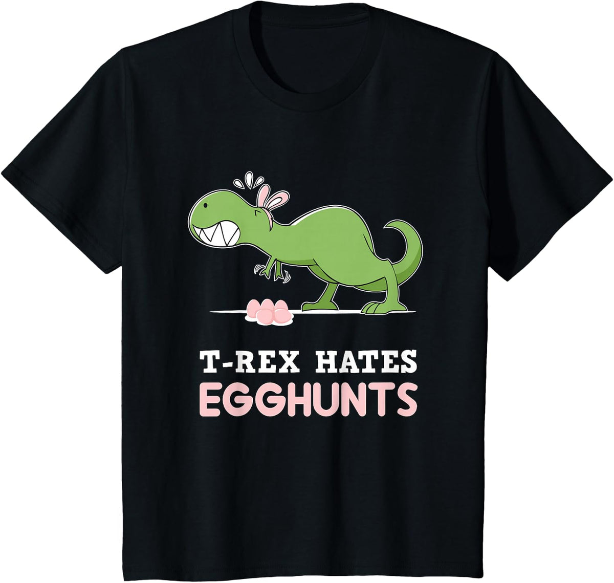 T-Rex Hates Easter Egg Hunts Dinosaur Bunny Rabbit Dino T-Shirt - Black