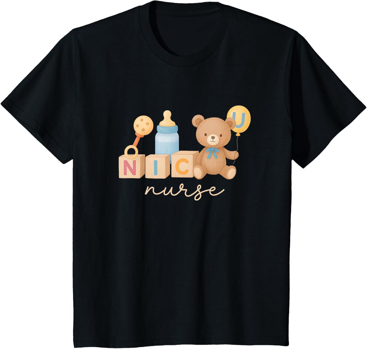 NICU Nurse Cute Baby Graphic T-Shirt - Black
