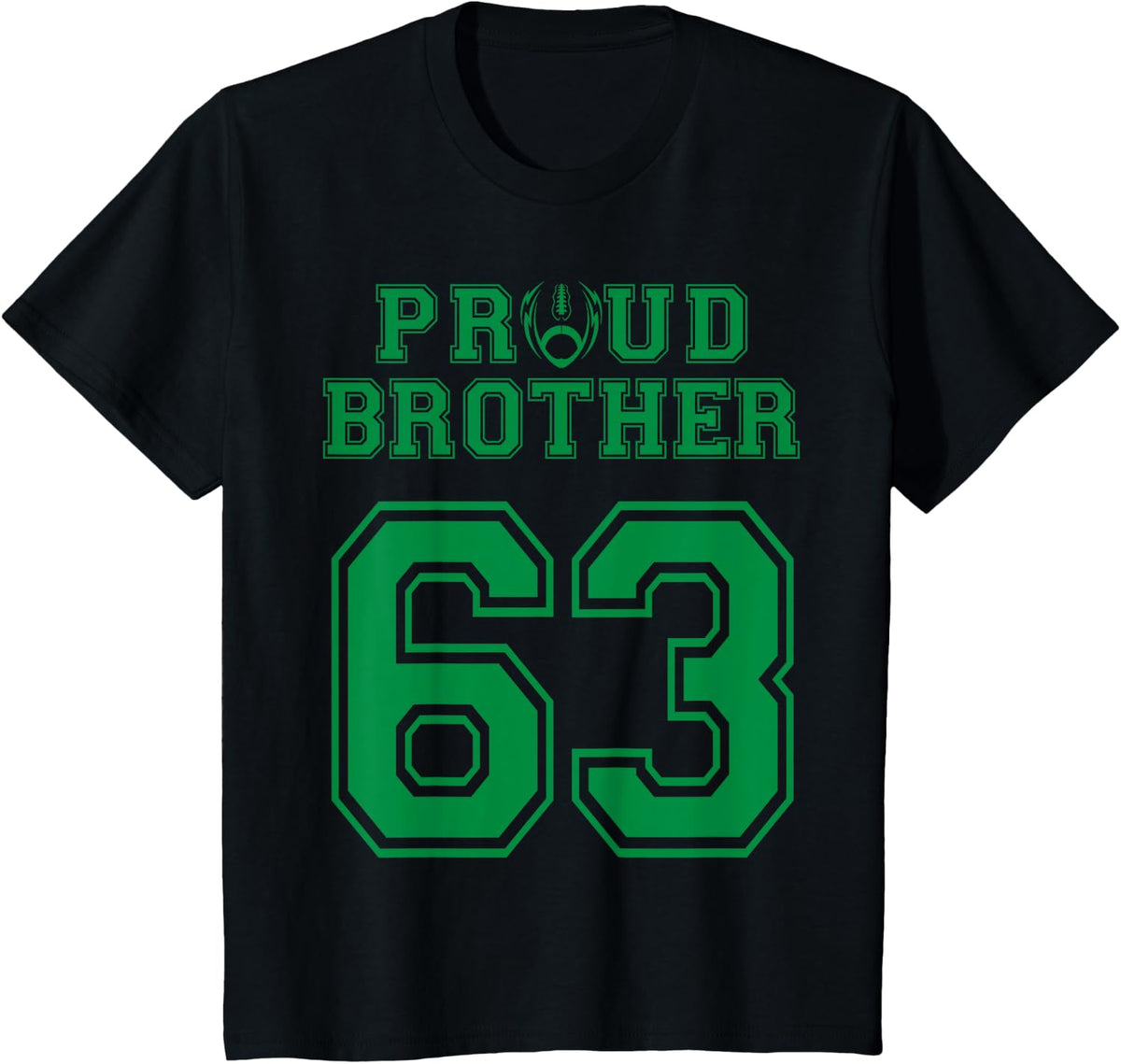 Custom Proud Football Brother Number 63 G Personalized T-Shirt - Black