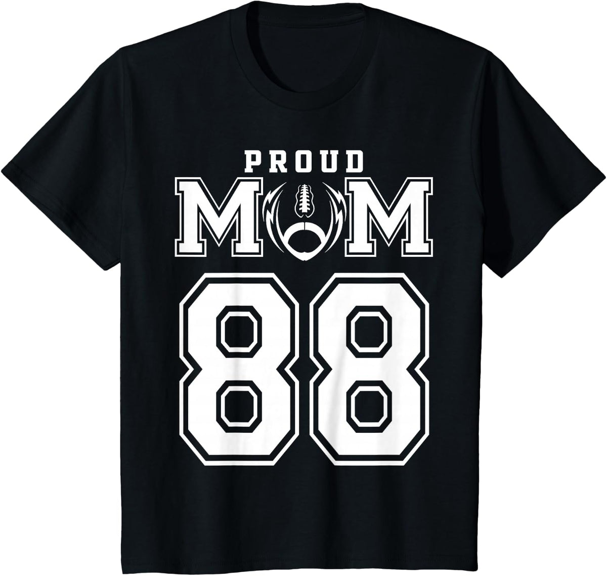 Custom Proud Football Mom Number 88 Personalized For Women T-Shirt - Black