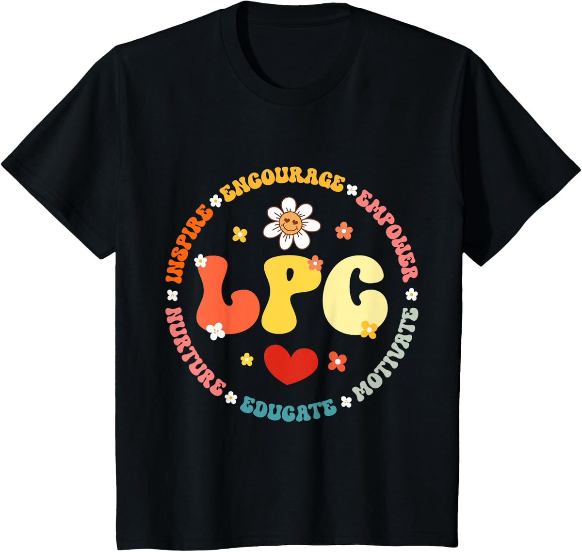 LPC Licensed Professional Counselor School Counseling Office T-Shirt - Black