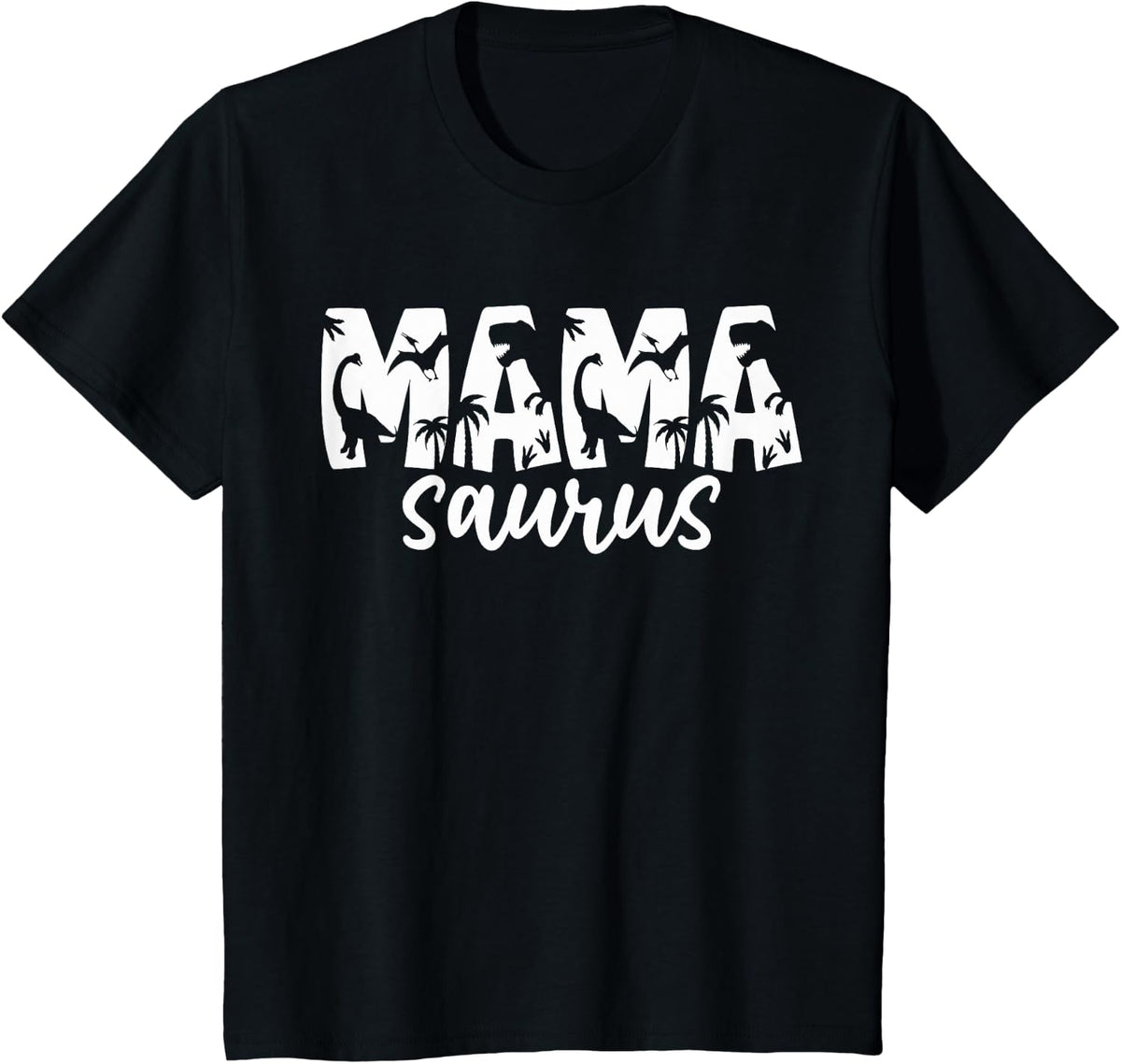 Mamasaurus T Rex Dinosaur Mama Saurus Family Matching Women T-Shirt - Black