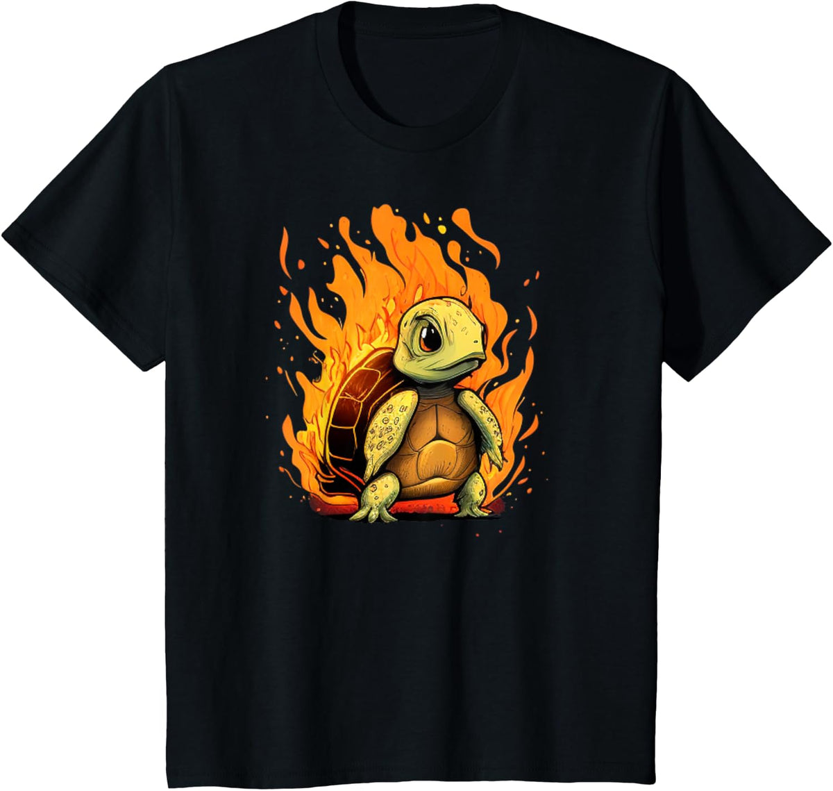 Funny young Tortoise for burning Turtle on Flames Lovers T-Shirt - Black