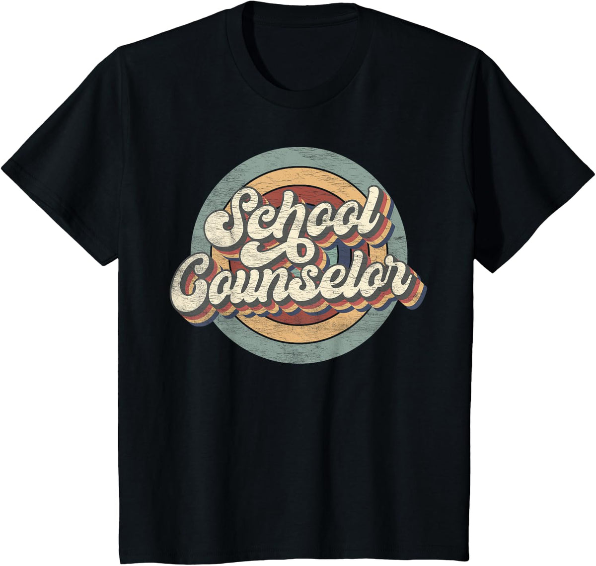 Retro School Counselor Back to School Teacher Squad Crew T-Shirt - Black