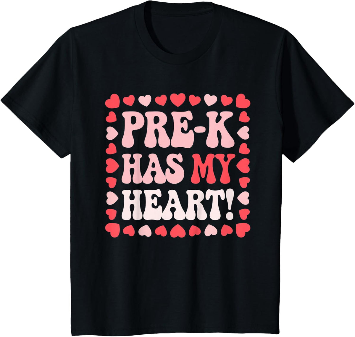Funny Pre-K Has My Heart Cute Valentine Day Teacher Student T-Shirt - Black