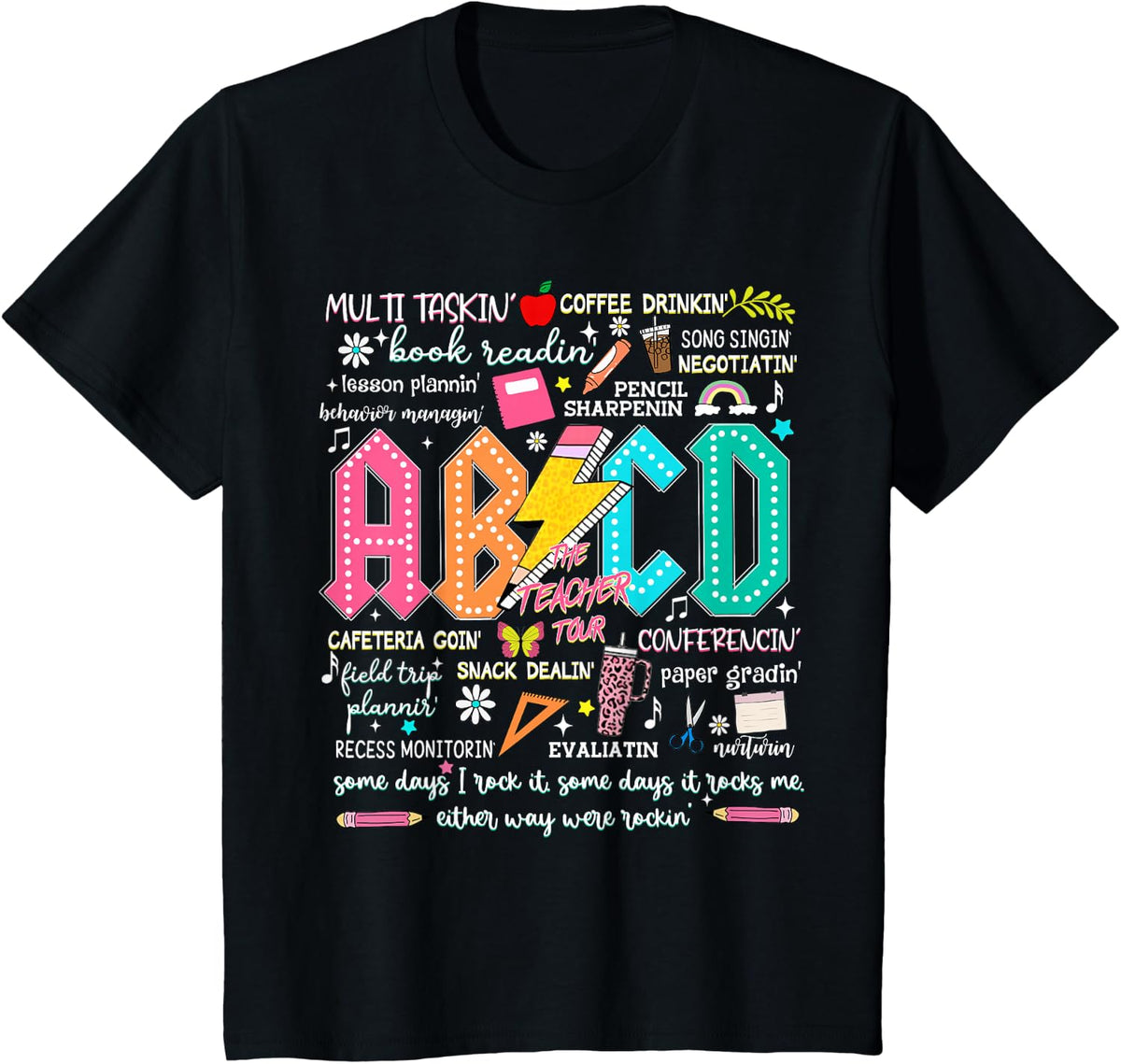 ABCD Teacher Tour Funny Back To School or 100th Day Teachers T-Shirt - Black