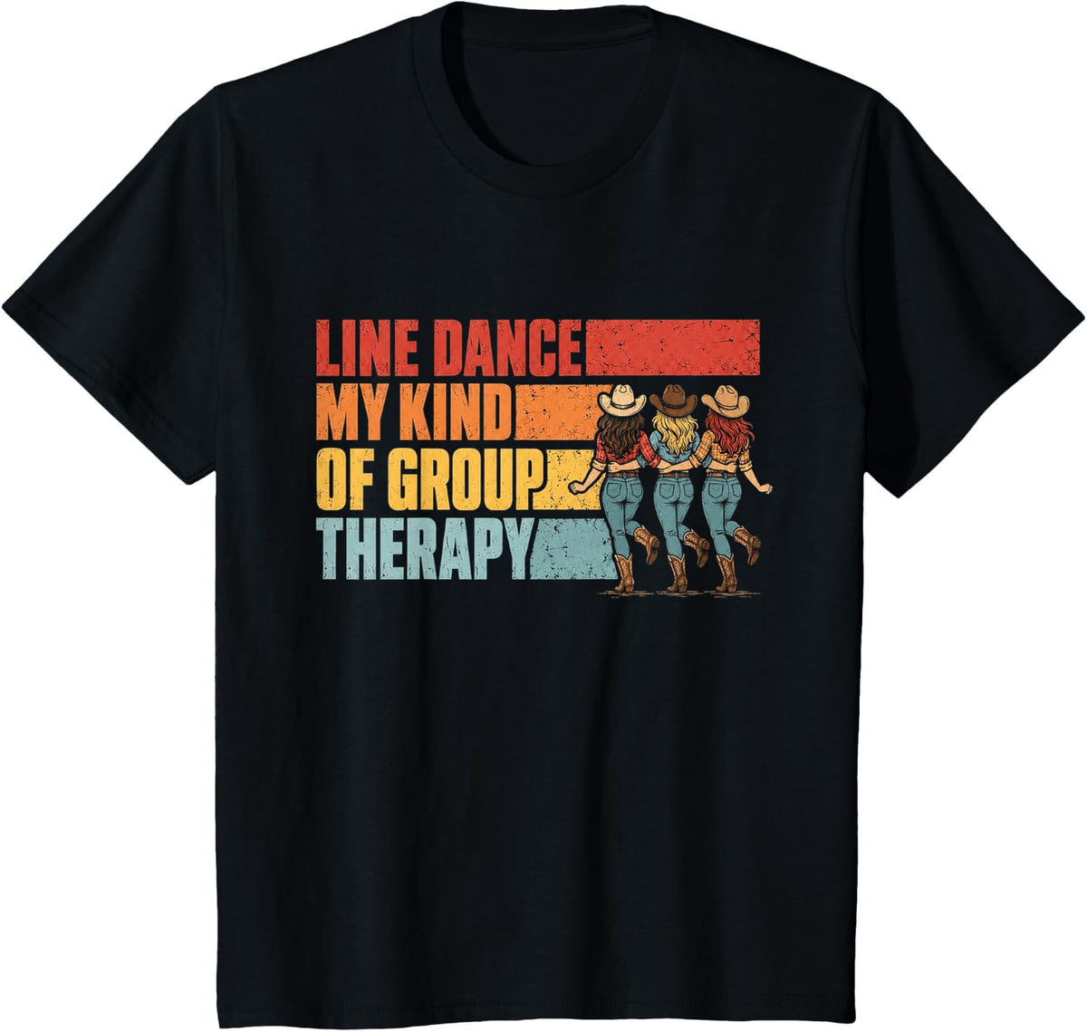 Line Dance My Kind of Group Therapy Country Music T-Shirt - Black