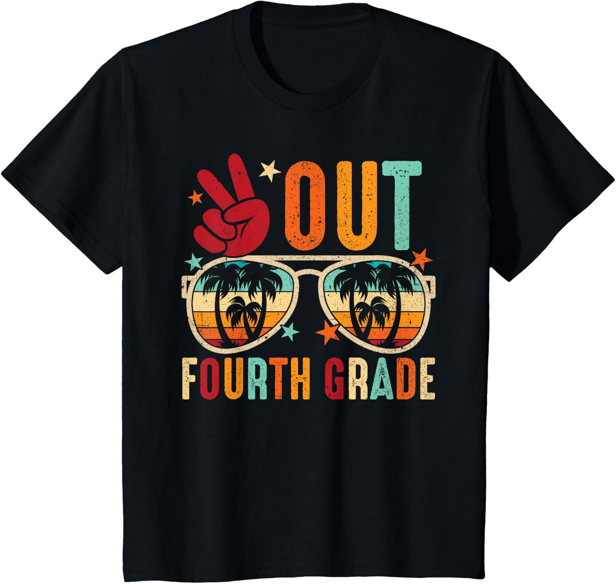 Vintage Peace Out 4th Grade Graduation Last Day Of School T-Shirt - Black