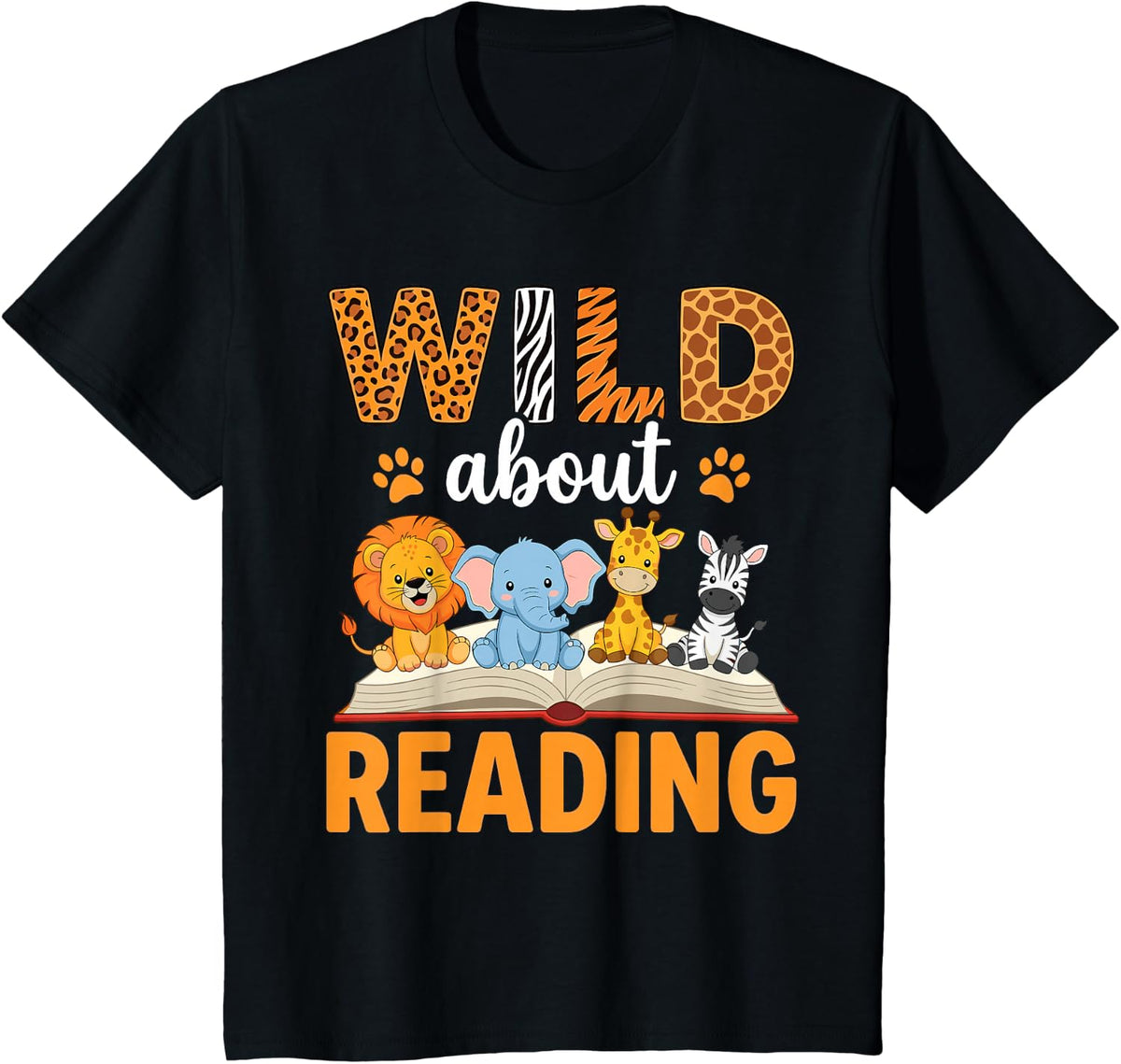 Wild About Reading Reading Books Lovers Reader Librarian T-Shirt - Black