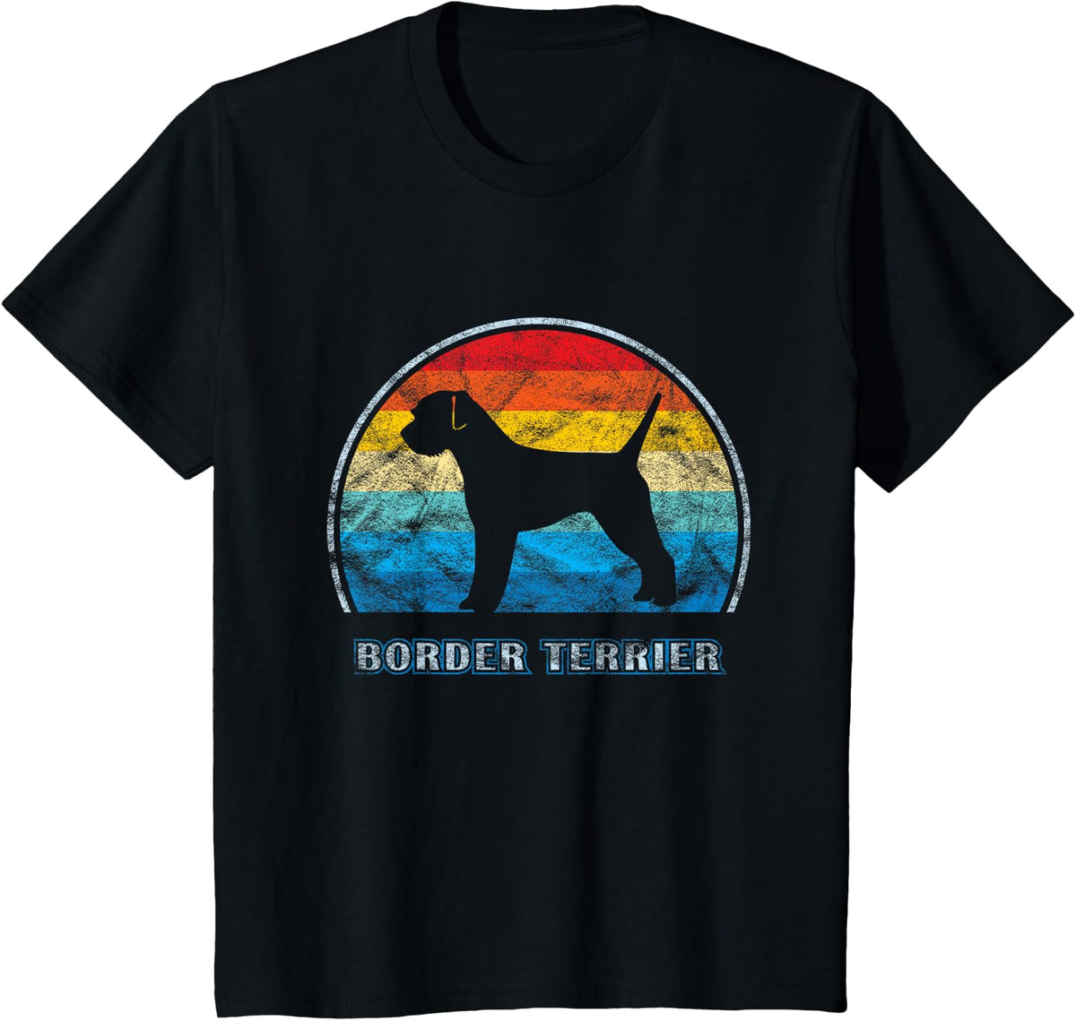 Border Terrier Vintage Design Dog T-Shirt - Black