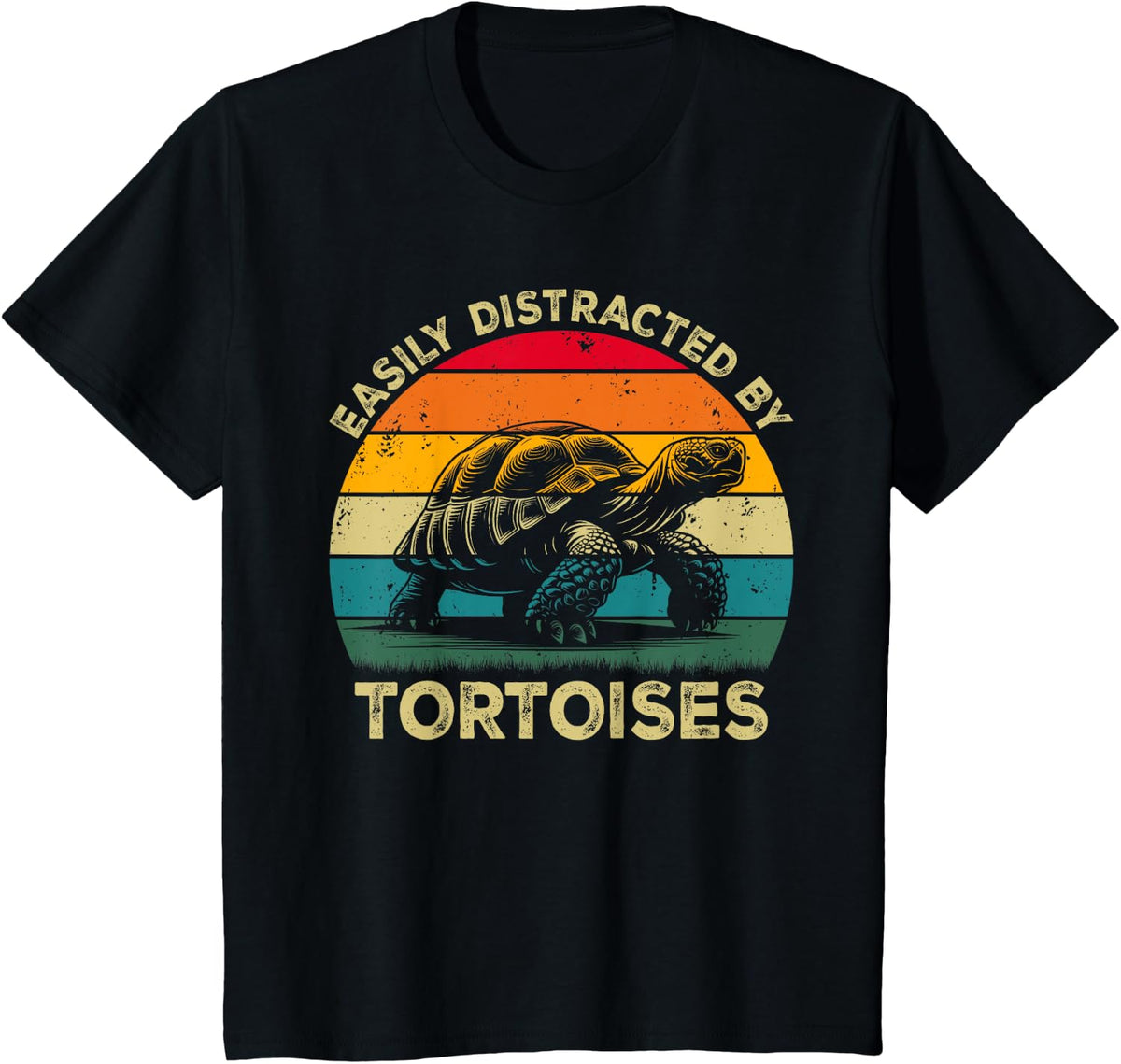 Easily Distracted By Tortoises, Funny Cute Tortoise Lovers T-Shirt - Black