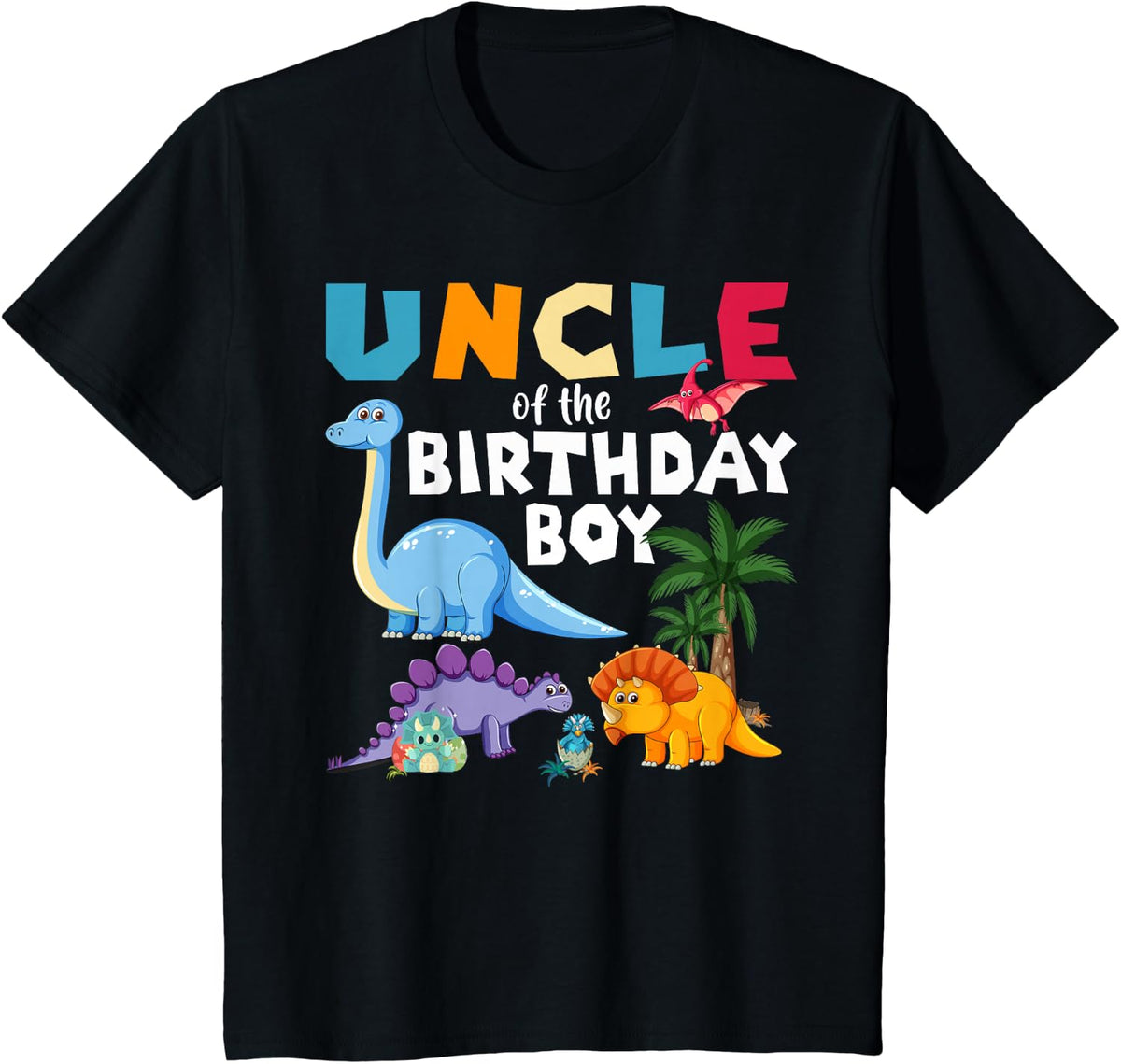 Uncle of the Birthday Boy T-Rex RAWR Dinosaur Birthday boy T-Shirt - Black