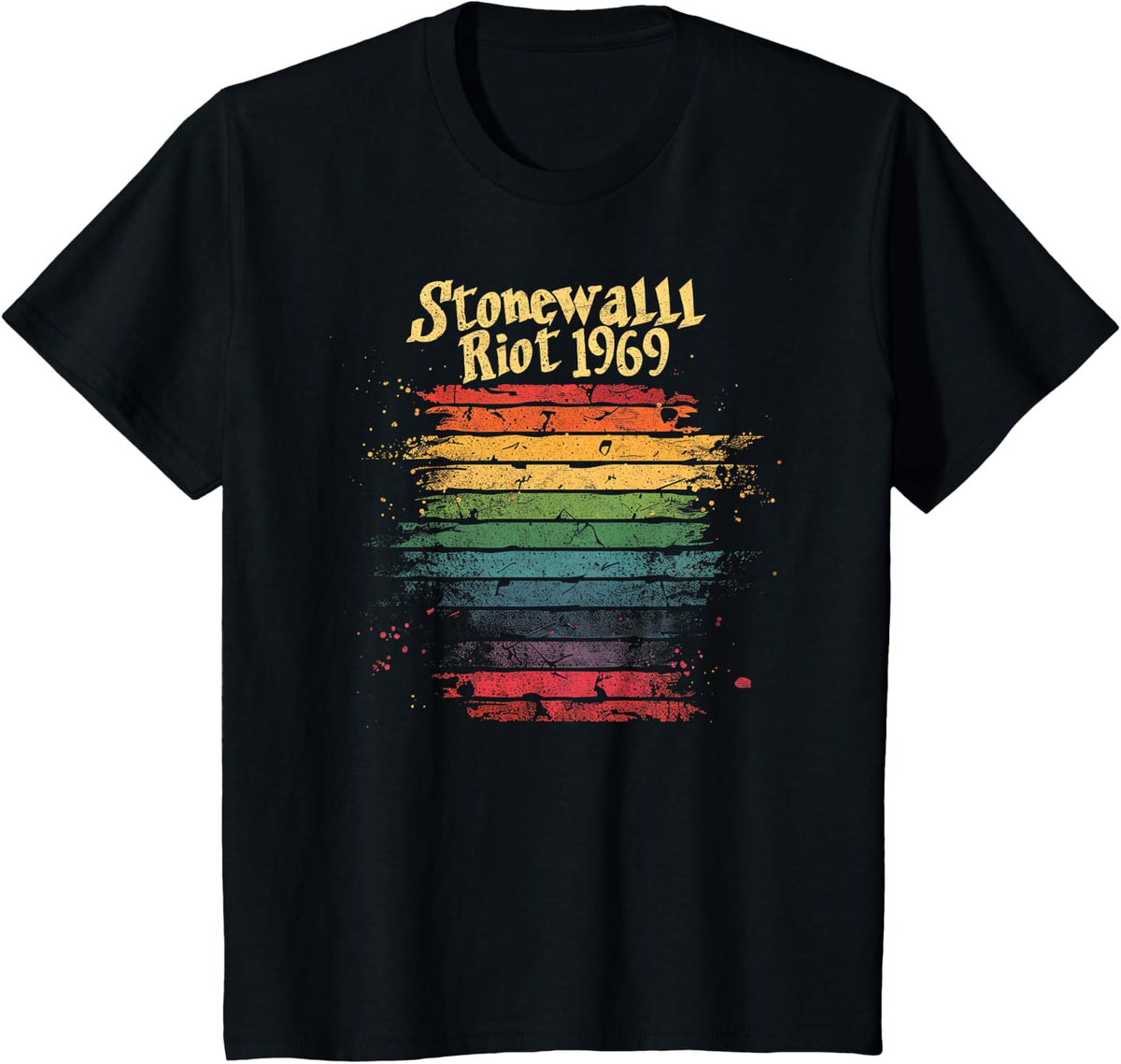 Gay Pride Month Rainbow Flag Stonewall Riot 1969 LGBTQ T-Shirt - Black