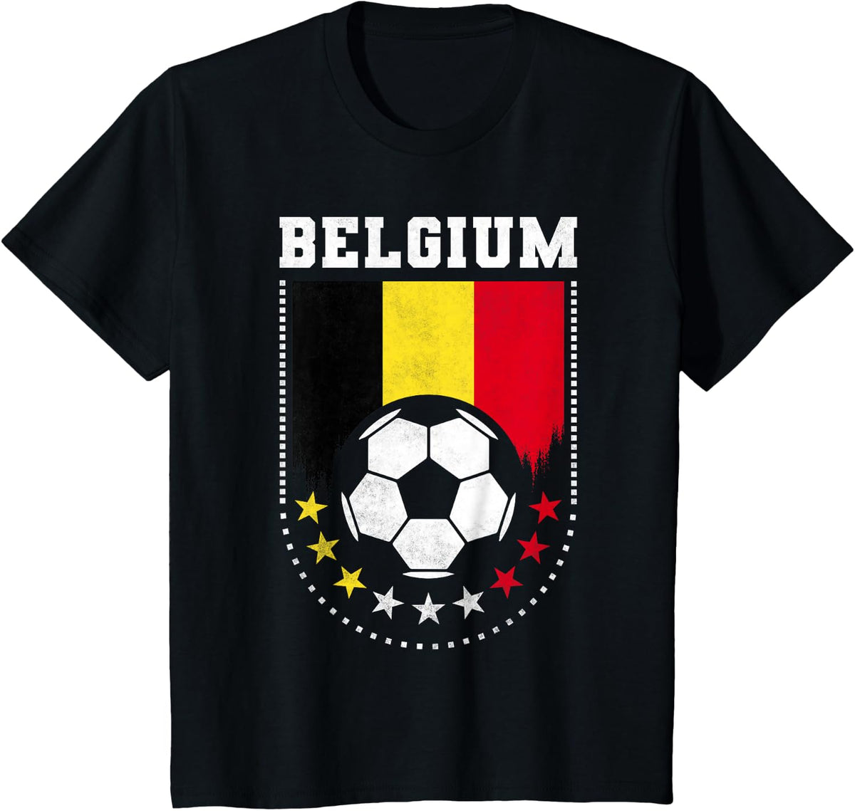 Belgium Flag Soccer Fan T-Shirt - Black