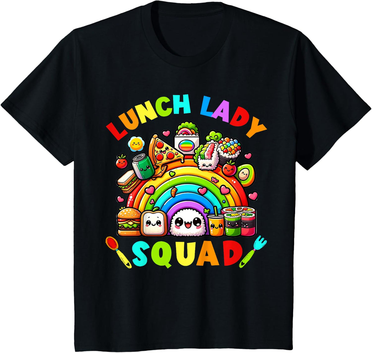 School Lunch Hero crew a Food team Rainbow lunch Lady squad T-Shirt - Black