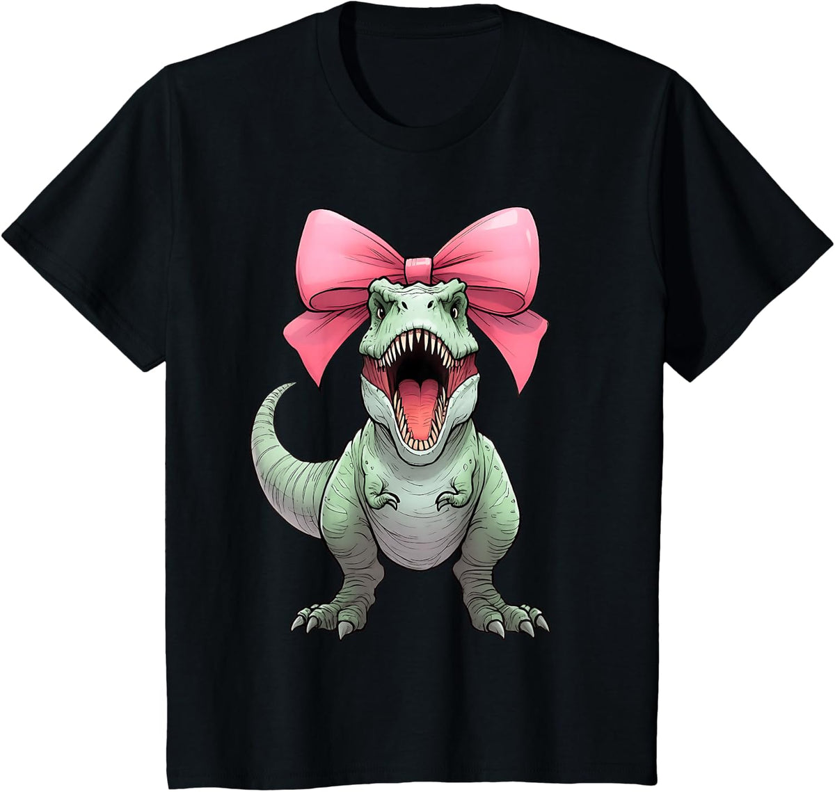 Coquette Bow T-Rex Dinosaur Tyrannosaurus Rex Band Mama T-Shirt - Black