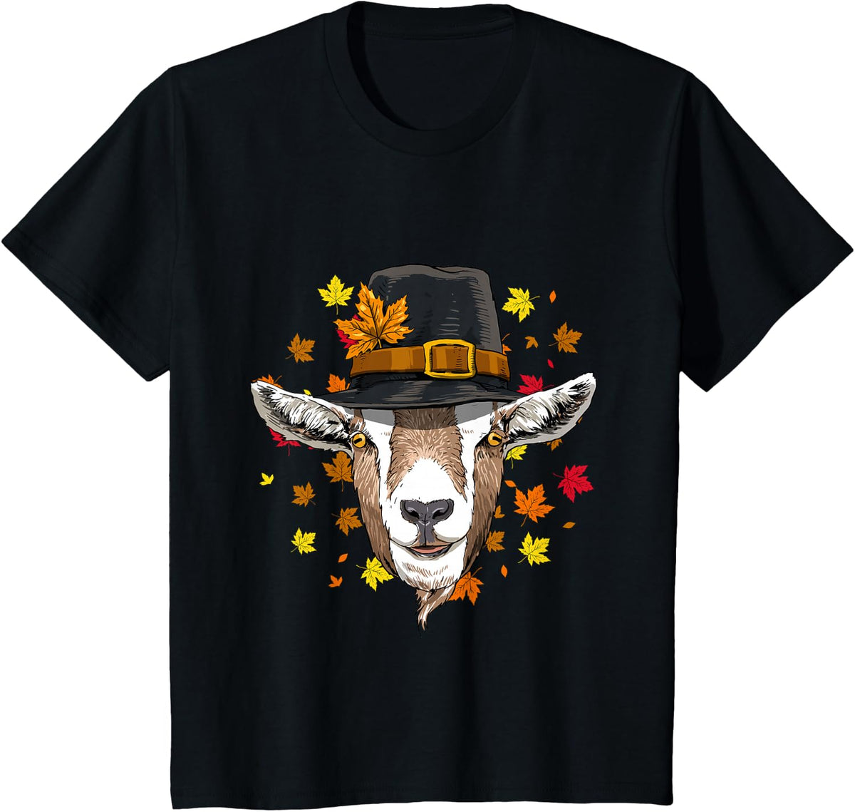 Thanksgiving Goat Pilgrim Turkey Day Autumn Fall Goat Lover T-Shirt - Black