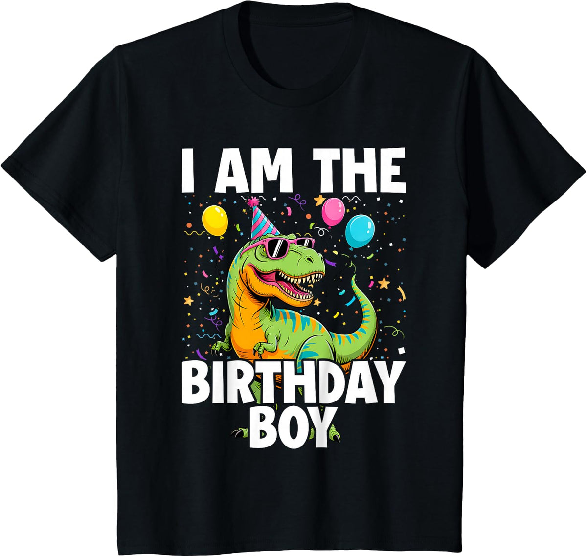I Am The Birthday Boy Trex Dino Party Family Match Boys Kids T-Shirt - Black