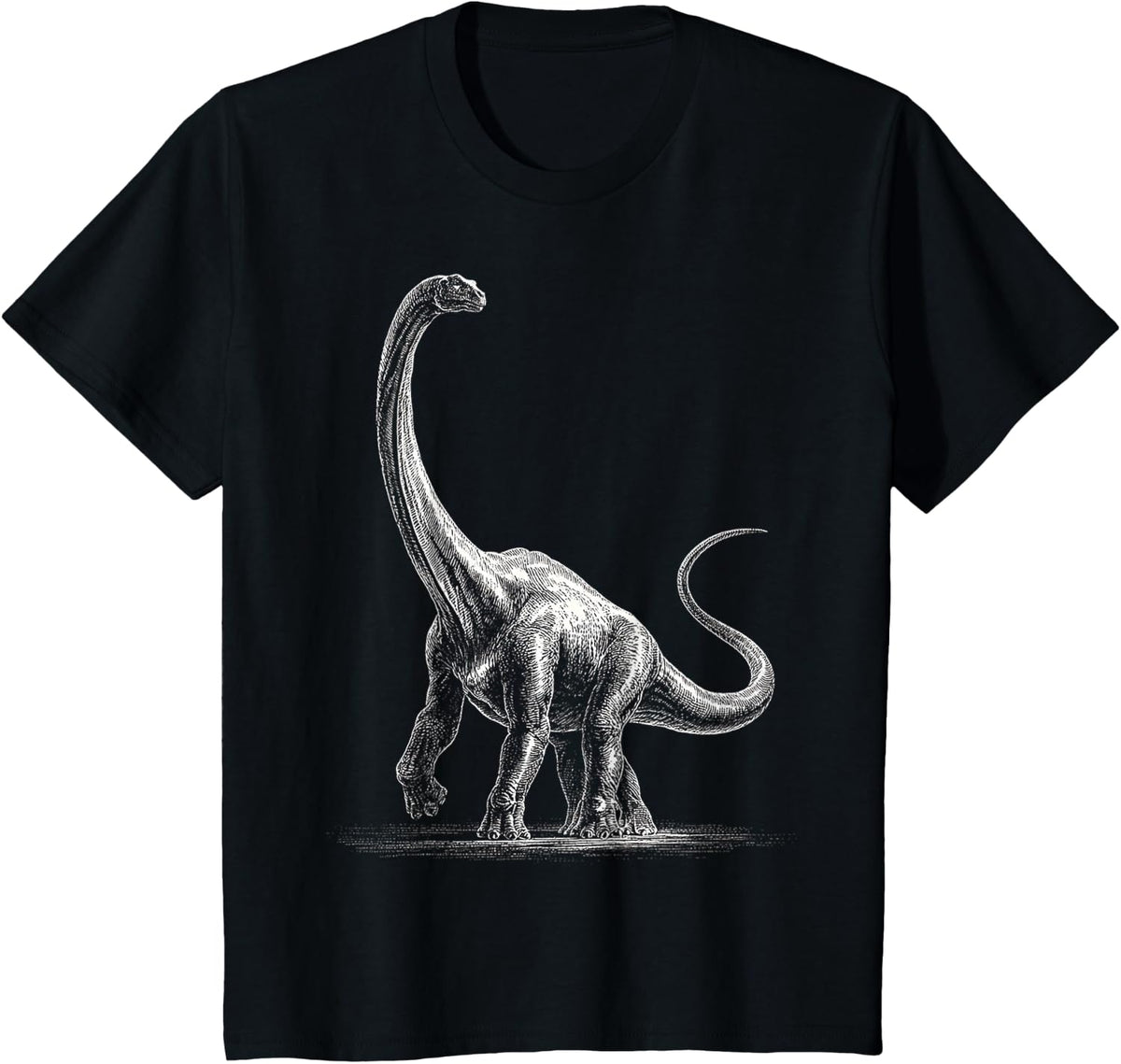 Apatosaurus Drawing Motif Dinosaur Lover Art T-Shirt - Black