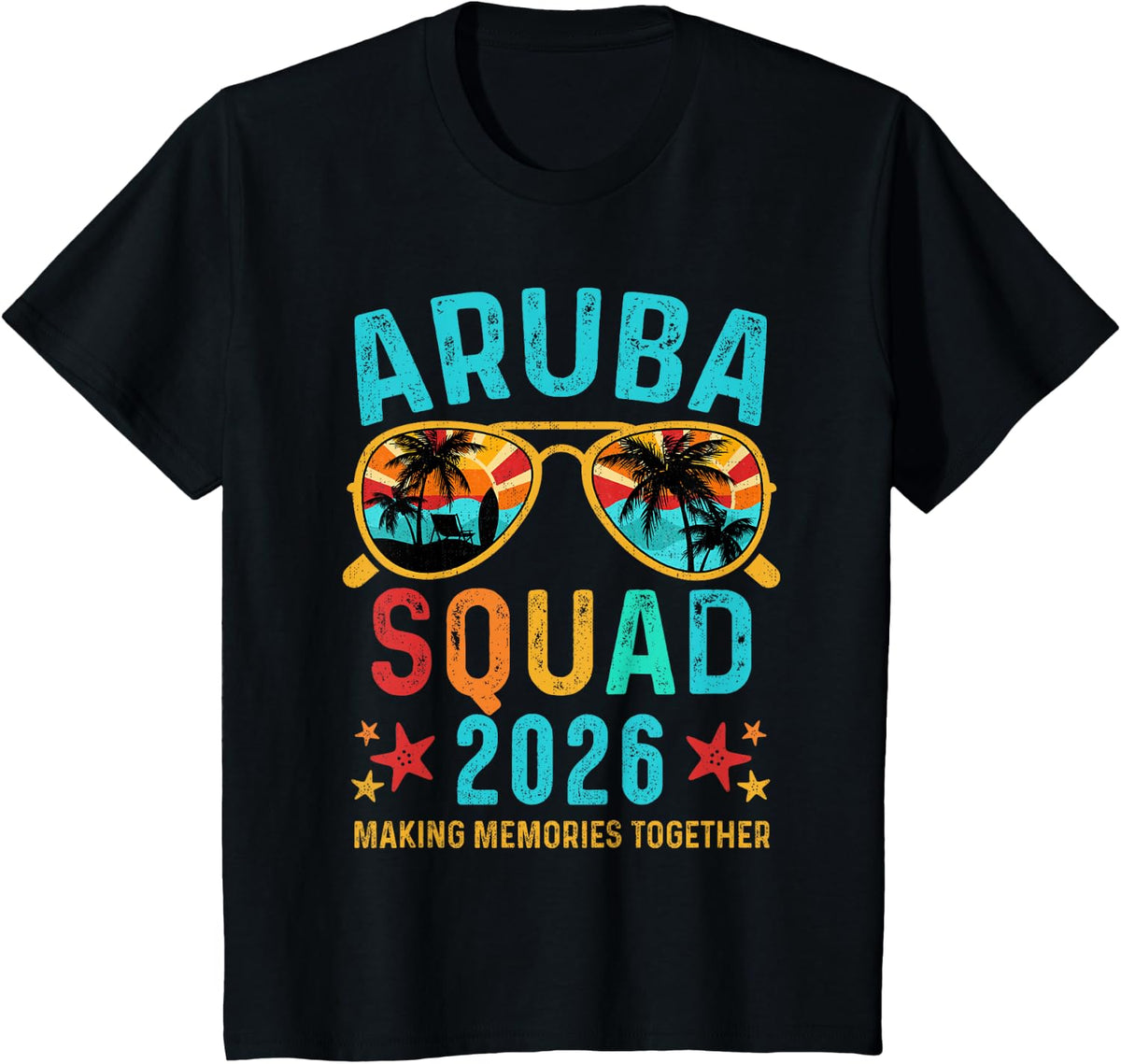 Aruba Vacation Squad 2026 Family Matching Vintage T-Shirt - Black