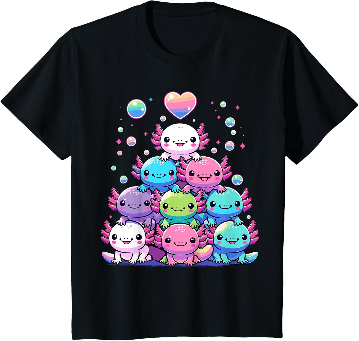 Cute Axolotl Kawaii Axolotl Animals T-Shirt - Black