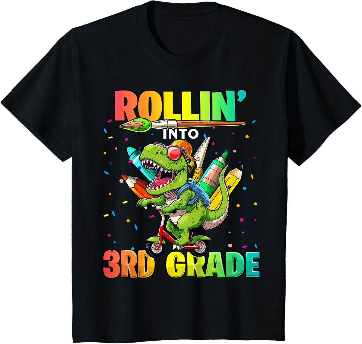 3rd Grade Dinosaur Back to School First Day of School Boys T-Shirt - Black