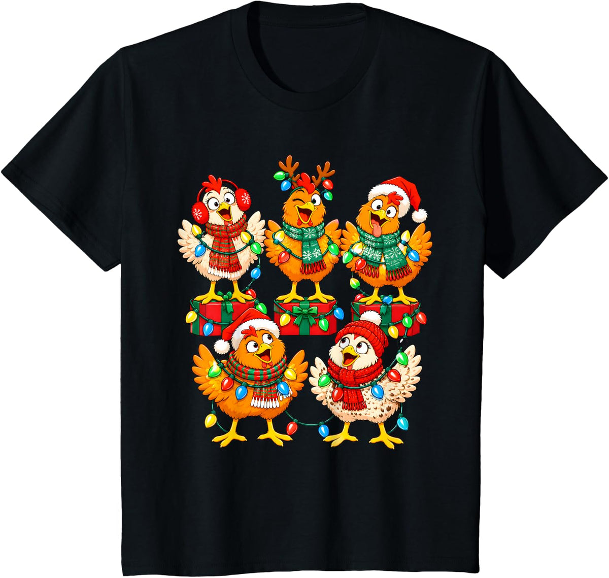 Christmas Chicken Lover Backyard Hen Keeper Xmas Gifts T-Shirt - Black