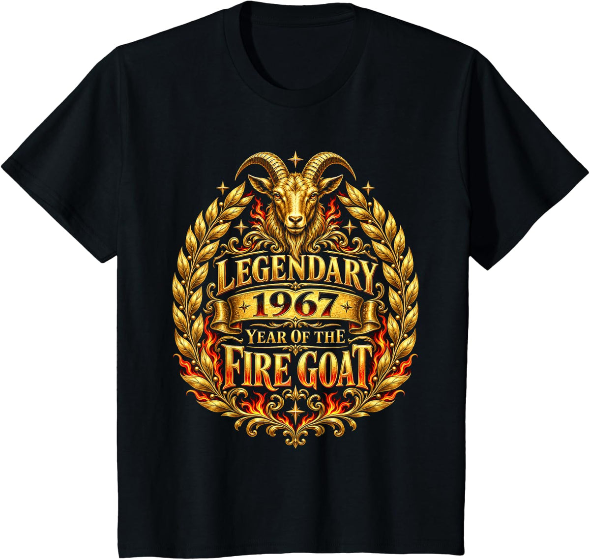 Legendary 1967 Year of the Fire Goat 60th Birthday Zodiac T-Shirt - Black