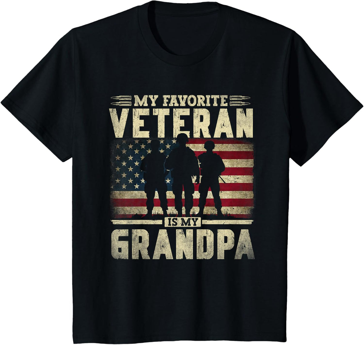 Father's Day Veterans Day My Favorite Veteran Is My Grandpa T-Shirt - Black