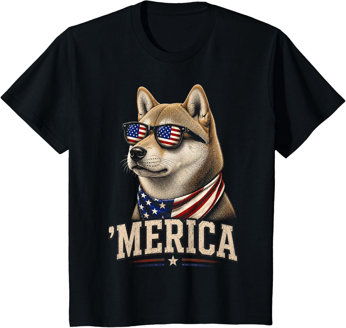 Shiba Inu Dog 'Merica USA Patriotic Shiba Inu T-Shirt - Black