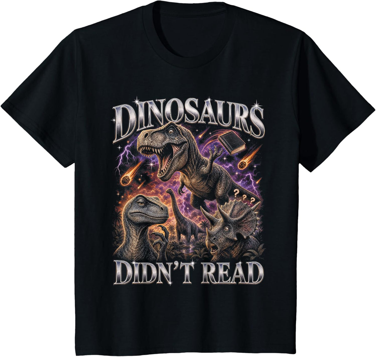 Dinosaurs Didnt Read Bootleg Teacher Librarian T-Shirt - Black