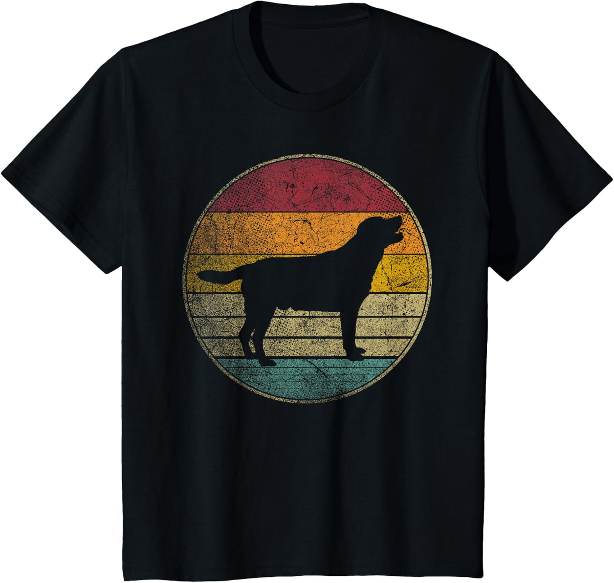 Labrador Retriever Dog Vintage Distressed Retro Silhouette T-Shirt - Black