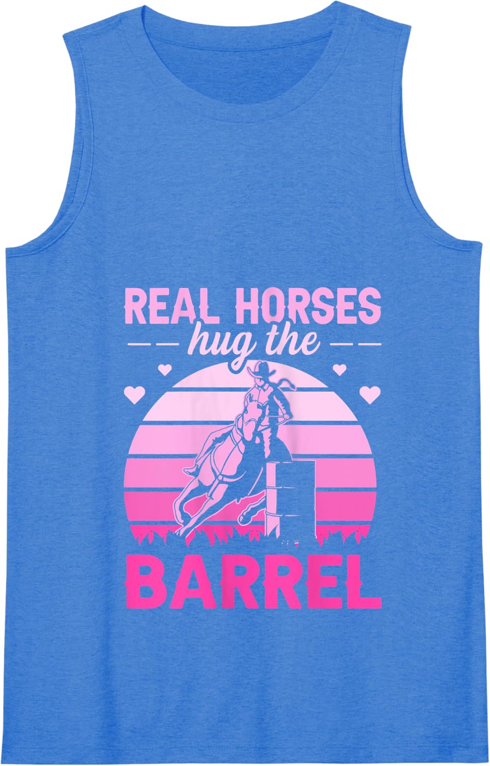 Womens Real Horses hug the barrel Design for a Barrel Racer Cowgirl Tank Top - Royal Blue