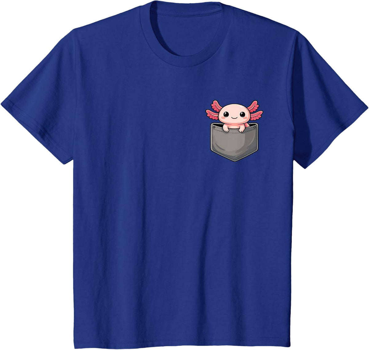 Cute Axolotl Peeking in Pocket Axolotl Lover T-Shirt - Royal Blue