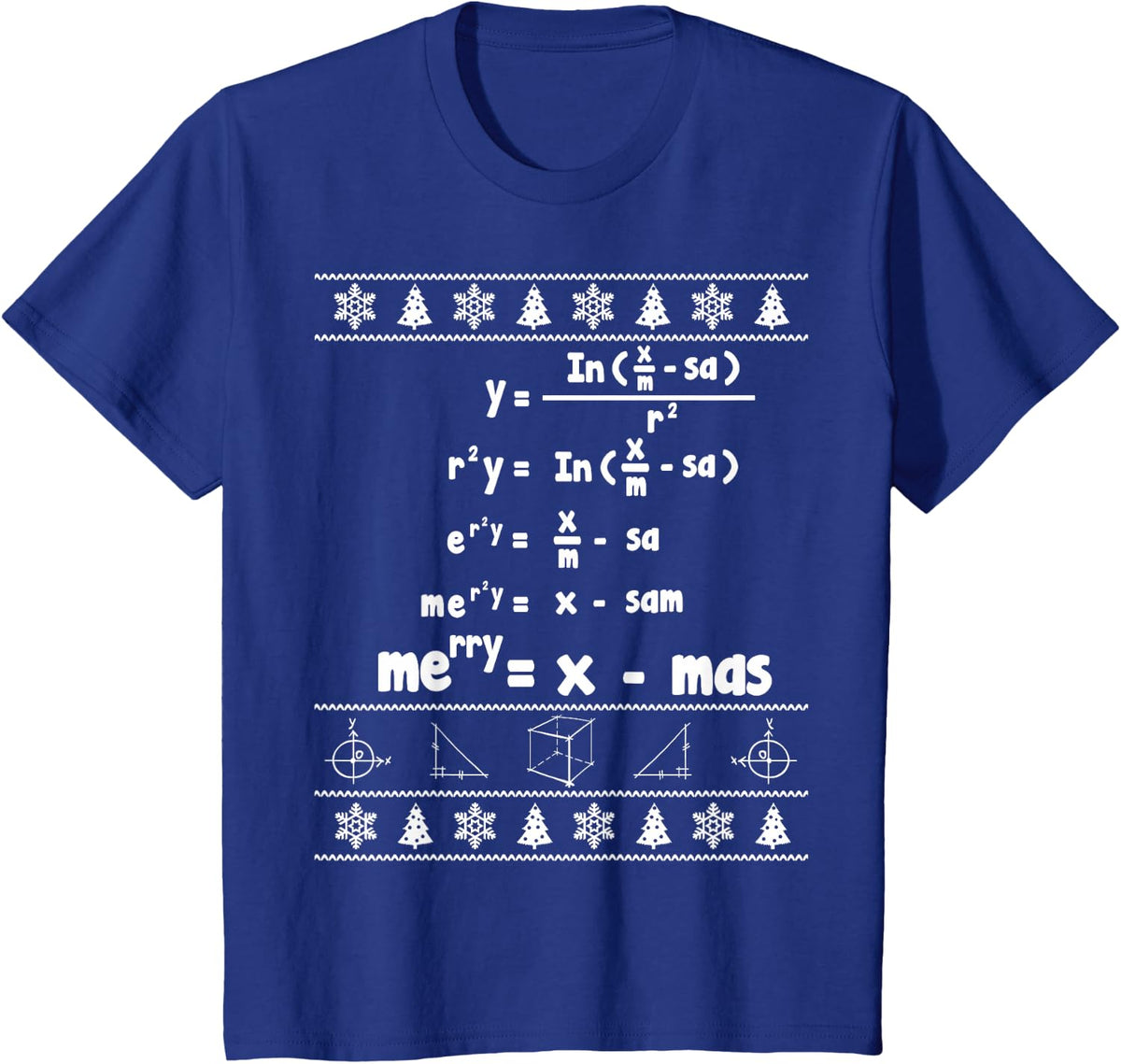 Merry = X-mas Ugly Christmas Math Sweater T-Shirt T-Shirt - Royal Blue